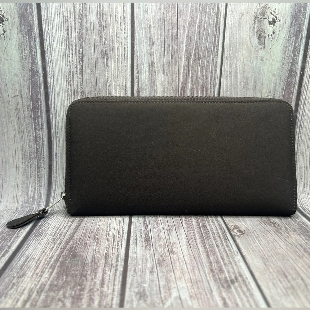 PRADA Tessuto Nylon & Saffiano Leather Zip Long Wallet Chocolate Brown - Picture 3 of 14